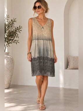 Elisa Cavaletti Bohemian Lace Patchwork Dress Lined Size L